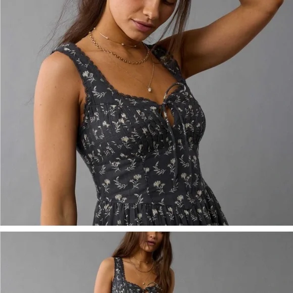 American Eagle Outfitters Corset Bodice Floral Midi Dress - Picture 5 of 5